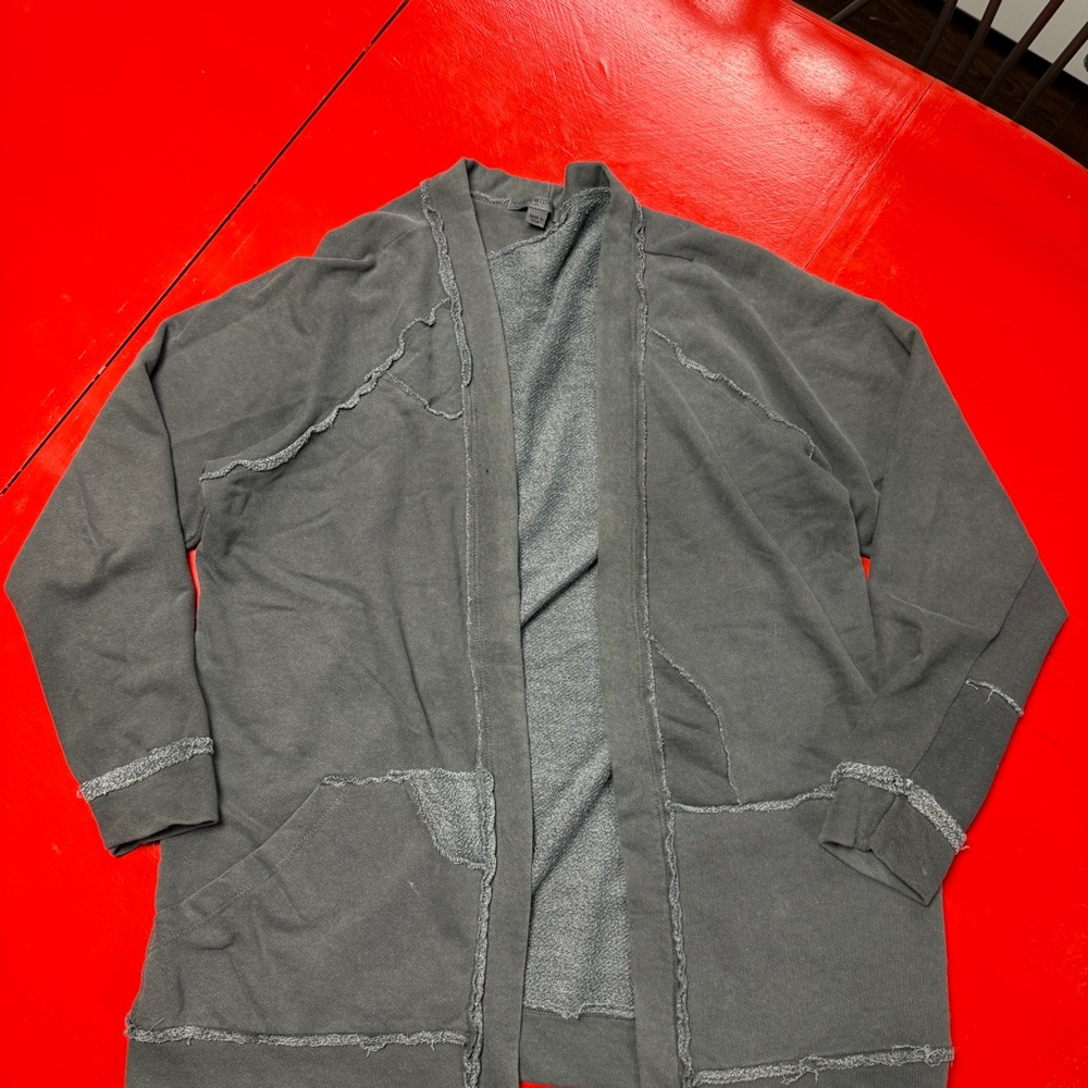 STATESIDE GRAY SLATE BLUE CARDIGAN MADE TO LOOK WORN